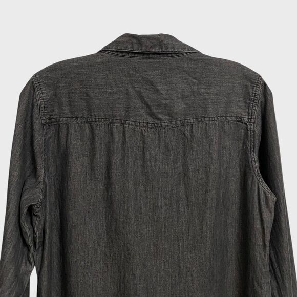 DG2 by Diane Gilman Embellished Snap Front Shirt Women's Size S Grey Chambray - Picture 9 of 13